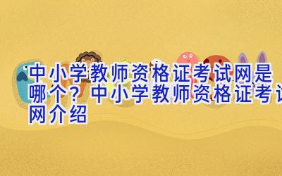 中小学教师资格证考试网是哪个？中小学教师资格证考试网介绍