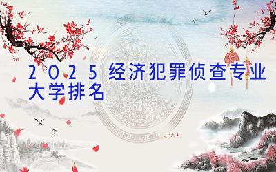 2025经济犯罪侦查专业大学排名