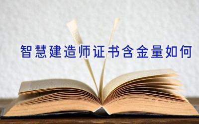 智慧建造师证书含金量如何