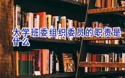 大学班委组织委员的职责是什么
