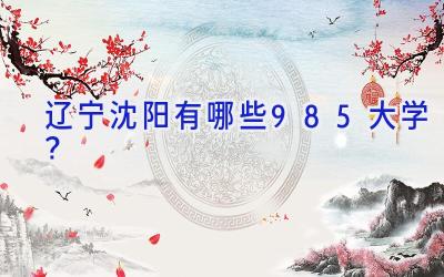 辽宁沈阳有哪些985大学？
