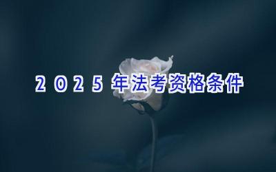 2025年法考资格条件