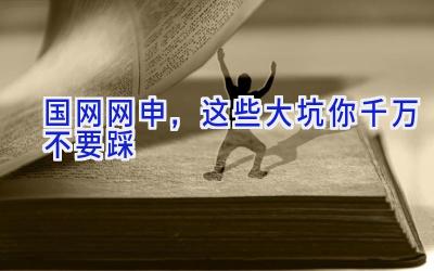 国网网申，这些大坑你千万不要踩