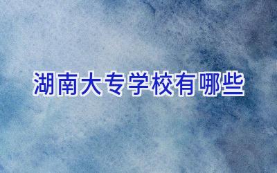 湖南大专学校有哪些
