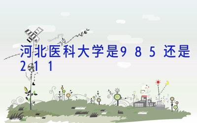 河北医科大学是985还是211