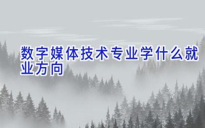 数字媒体技术专业学什么就业方向