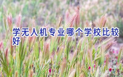 学无人机专业哪个学校比较好