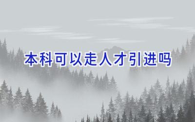 本科可以走人才引进吗