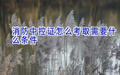 消防中控证怎么考取需要什么条件