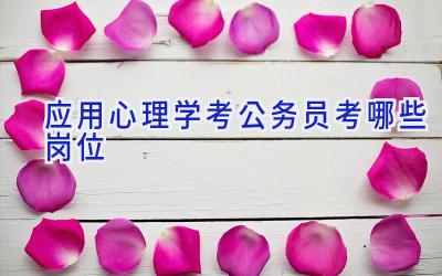 应用心理学考公务员考哪些岗位