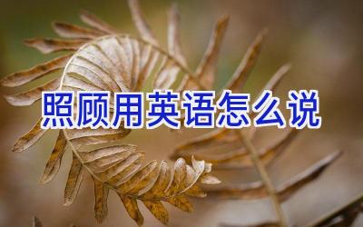 照顾用英语怎么说