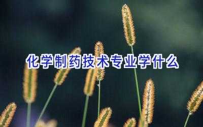 化学制药技术专业学什么