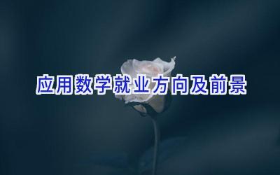 应用数学就业方向及前景
