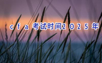 cfa考试时间2025年