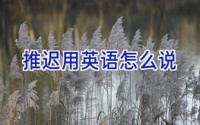 推迟用英语怎么说