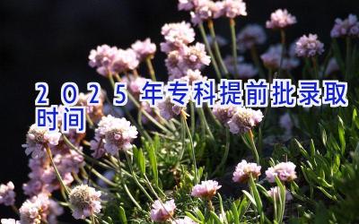 2025年专科提前批录取时间