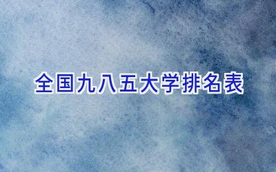 全国九八五大学排名表