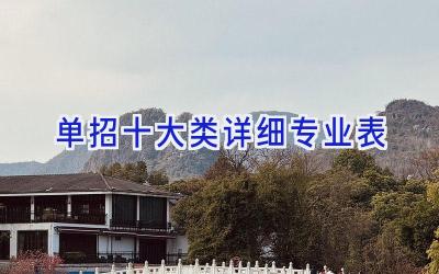 单招十大类详细专业表