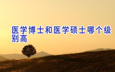 医学博士和医学硕士哪个级别高
