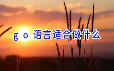 go语言适合做什么