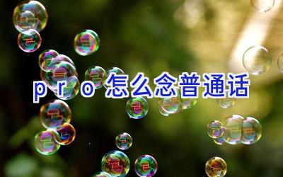 pro怎么念普通话